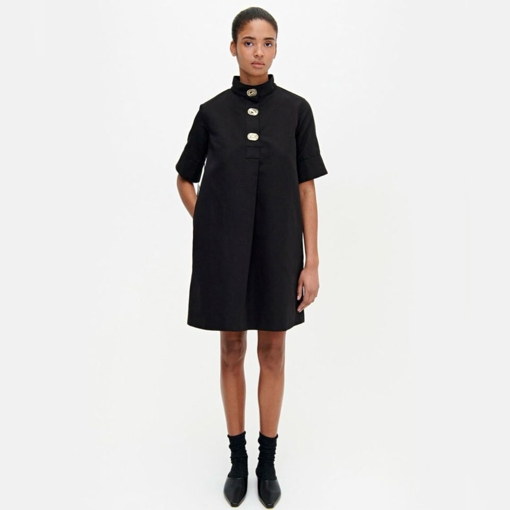 Marimekko Solid Saeunn Short Sleeve Woven Dress NWT